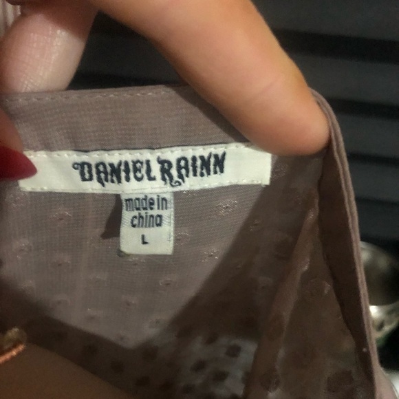 Daniel Rainn beige polka dot sheer Babydoll blouse large - Picture 8 of 8